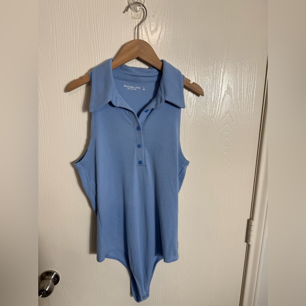 Abercrombie & Fitch Light Blue Sleeveless ribed Bodysuit